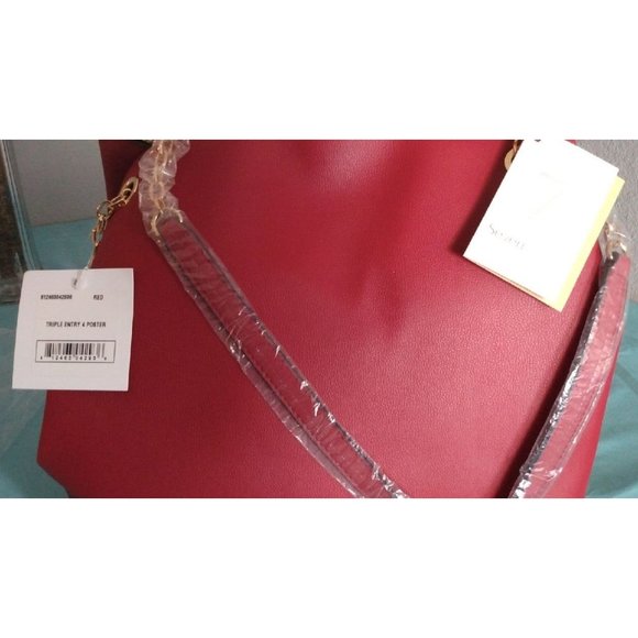 CLOSET CLEAR-OUT! Mathew + Julian Red Triple Entry Bag with Chain Strap - Picture 5 of 12